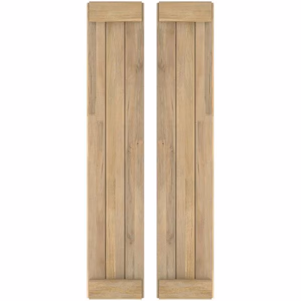 Americraft 3-Board Exterior Wood Joined Board-n-Batten Shutters w/ End Batten, ARW103BB311X75UNH